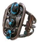 Old Pawn Navajo Natural  Kingman Turquoise Heavy Sterling Cuff 6 75 3 05oz