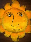 Celestial Sun Face Yellow Plush Pillow 19  Salamander Graphix 1990s Vtg Decor