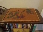 Vintage Collectible Mexican Folk Art String Cork Rope Painting On Wood  1