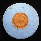 Nice Encased 1908 Indian Cent - Marshall s Drug Stores  Cleveland  Ohio