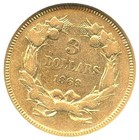 1863  3 Gold Princess  Ngc Vf30  Civil War Coin  Very Attractive  Free Shipping
