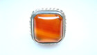 Sterling Large Carnelian  Square Stone Ring Unisex Size 7