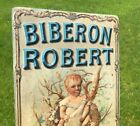 Antique 1800s French Baby Bottle Embossed Tin Lithograph Sign Craquelure Surface