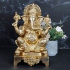 Brass Ganesha Idol Mangalkari Sitting Ganesh Bhagwan Large Statue God Ganpati