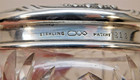 Vtg  925 Sterling Silver Repousse Lid On A Cut Crystal Dressing Table Vanity Jar