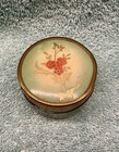 Vintage Glass Powder Jar W hand Painted Floral Lid