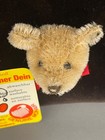 Vintage Steiff Blond Mohair Bear Head Pin Button In The Ear   Tag  Sweet 