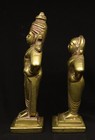 Antique Traditional Indian Bronze Statue Pair God Vitthal And Rukmini Balaji Set
