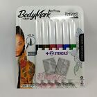 Bic Bodymark Temporary Tattoo Art Markers With Fine Tip  6 Markers   2 Stencils