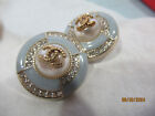 Chanel 2 Buttons  Baby Blue Color  With Gold Tone Metal Cc 22mm  lot 2