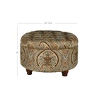 Button Tufted Round Storage Ottoman Brown Paisley - Homepop