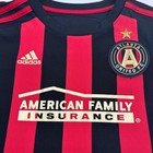 Adidas Atlanta United Fc Mls Soccer Jersey Men Large Red Black Striped Climalite