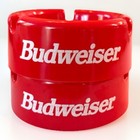Vintage Budweiser Red With White Print Plastic Ashtray 3 75    3 Slots  Not Used