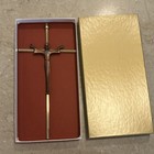 Vintage Brass Christian Wall Crucifix Cross With Jesus Christ Figure  Boxed