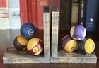 Vintage Handcrafted Billiard Ball   Pool Ball Bookends - Very Unique