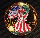 1oz Copper Round 999 Fine One A v d p  Ounce Colorized Walking Liberty Lady Coin