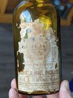 Labeled Yellow Amber Skilton Foote Bunker Hill Pickles Mason Fruit Jar Bottle 