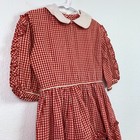 Vintage 50 60s Handmade Red White Peter Pan Gingham Girls Toddler Dress Chest 27