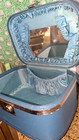 Vtg Gateway Train Makeup Vanity Case Blue With Mirror Travel 6x12x7