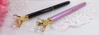 Ballpoint Metal Diamond Crystal Head Pen - Black  Lavender High Quality Gift Box