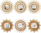 6 Pcs Decorative Mirrors - Small Circle Sun Mirrors For Wall Art - Entryway
