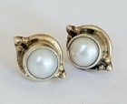 Vintage Sundance Catalog Sterling Silver Gold Vermeil Mabe Pearl Stud Earrings