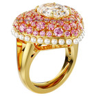 New Idyllia Cocktail Ring Octagon Cut  Crystal Pearls  Heart  Gold-tone Plated
