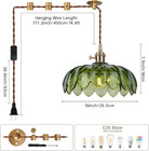Vintage Green Flower Glass Pendant Light  Hanging Ceiling Lamp Fixture For Kitch