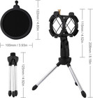 Desktop Microphone Stand With Shock Mount  Pop Filter   Non-slip Tripod Base