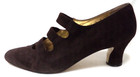 Walter Steiger Vintage Suede Pumps Heels Brown Italy 3 Strap Mary Jane Size Sz 9