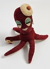 Vintage Dakin Dream Pets Red Octopus W Pearl Earrings Nice Clean 5  Tall