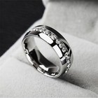 Men women Cz Couple Stainless Steel Wedding Rings Titanium Engagement Band 5-13   