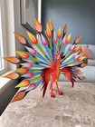 Alebrije Peacock Figurine From Oaxaca Mexico     Colorful Arrazola Folk  Sculpture
