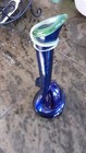 John Harko Vintage Hand Blown Art Glass Vase Cobalt Blue Green  Signed 9   