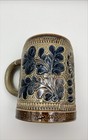Vtge Marzi   Remy German Salt Glaze Stein Blue Floral On 5  Brown Stoneware Euc