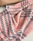 Pink Houndstooth Plaid Scarf Shawl Wrap Metallic Fringe Winter Warm