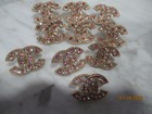 Chanel 10 Button  Pink  Clear  Gold Tone   Metal Cc Logo 22mm     Lot 10