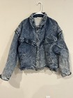 Vtg Dual Control Denim Bomber Jacket Mens Xl 80s 90s Y2k Stone Acid Wash Grunge