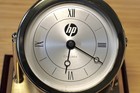 Chelsea Pivot Presentation Desk Clock     Hp Logo Dial  Brass   Mahogany