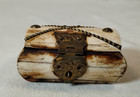 Vintage Trinket Jewelry Box Camel Bone And Brass Hinged Lined Mini 2 5  X 1 75 