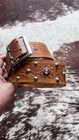 Vtg 1940s 50s Tooled Leather Studded Jewel Biker Belt Double Prong- As Is