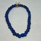Antique African Dutch Dogon Light Blue Round Glass Trade Beads Necklace 24 
