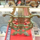 Vintage Victorian Music Holder Stand Harp Lyre Shape Cast Brass