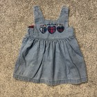 Vintage 80s 90s Oshkosh Bgosh Jumper Dress Sz 24m Hearts Americana Retro Casual