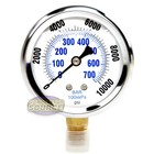 Liquid Filled 2 5  10000 Psi Air Pressure Gauge Lower   Side Mount 1 4  Npt