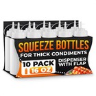10-pack 16 Oz Plastic Squeeze Bottles - Refillable  Leak-resistant  Narrow Tip F
