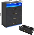 4 Drawer Dresser With With Led Lights For Bedroom Large Capacity Storage Cabinet