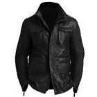 Men   s Black Genuine Lambskin Leather M65 Field Military Style Navy Jacket