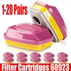1-20 Pairs For 3m 60923 Organic Gas Replacement Respirator Cartridge filter New