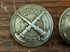Vintage 2  fire Dept  Cross Trumpets Uniform Buttons Fred J  Miller N y    2 